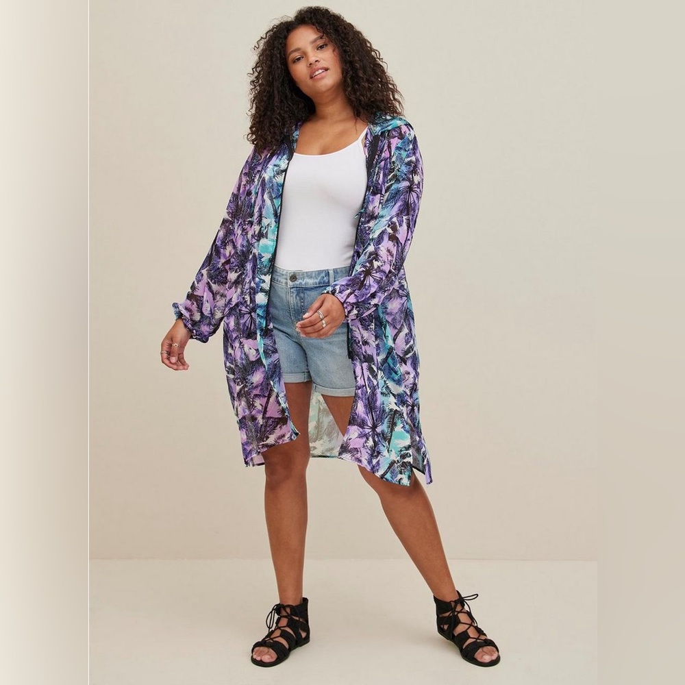 Torrid Midi Chiffon Hooded Kimono